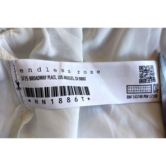 ENDLESS ROSE Embroidered Floral Square Neck Puff Sleeve Crop Top Cottage Size S - Picture 5 of 8